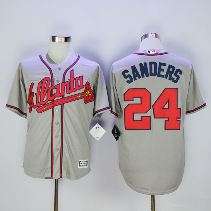 2017 MLB Atlanta Braves #24 Sanders Grey Game Jerseys